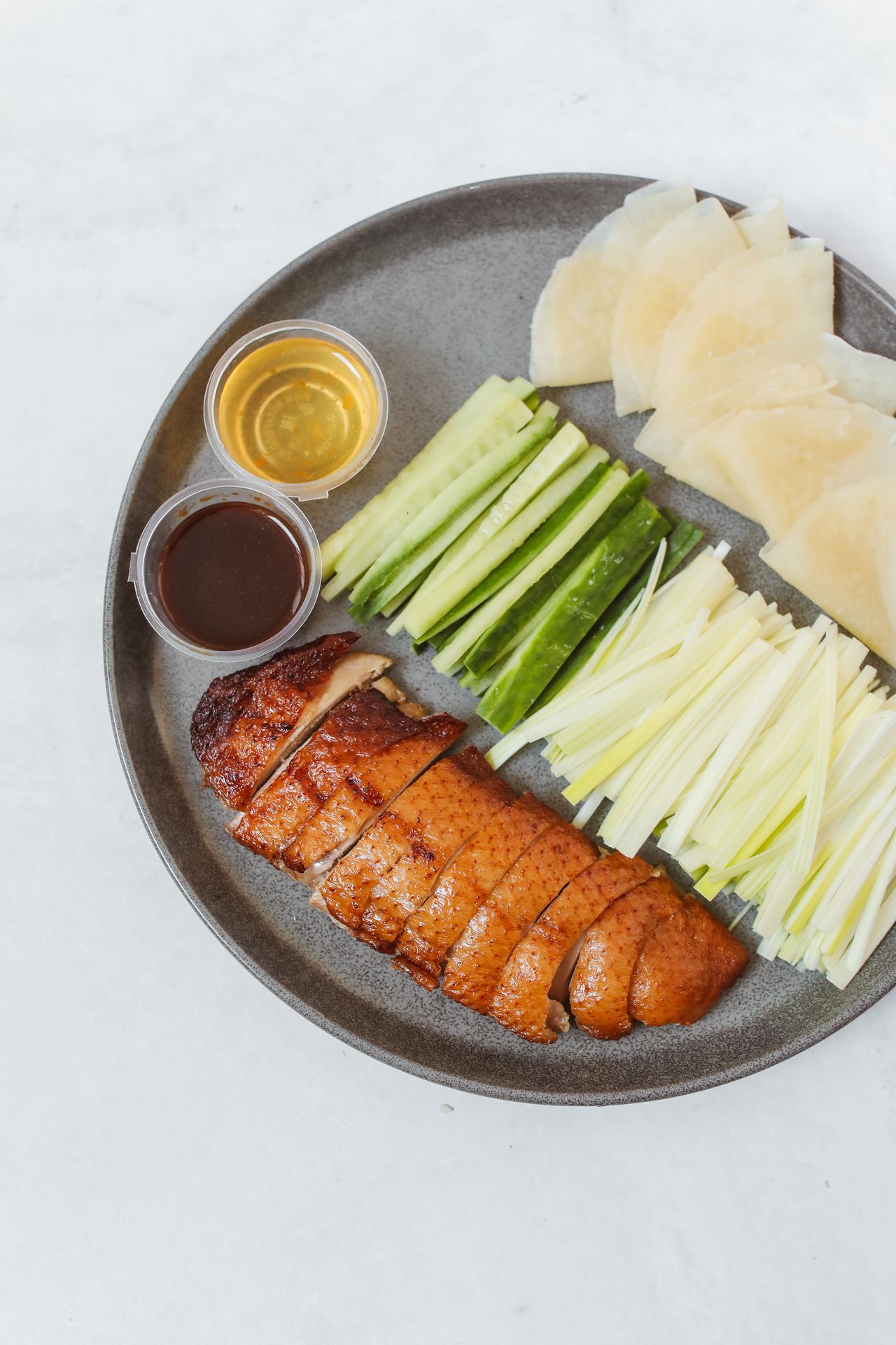 Peking duck carved at the table