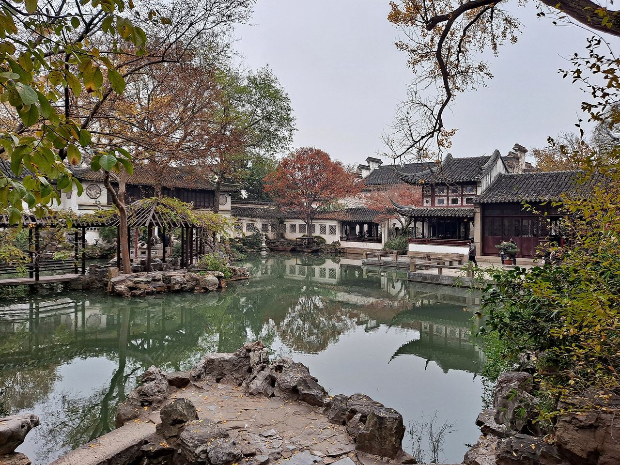 Pavilions and greenery inside the Lingering Garden