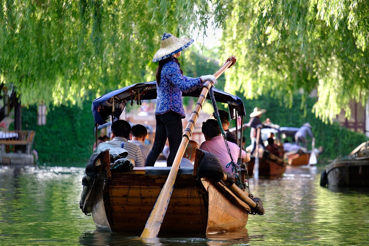 A boat on the canal in Zhouzhuang