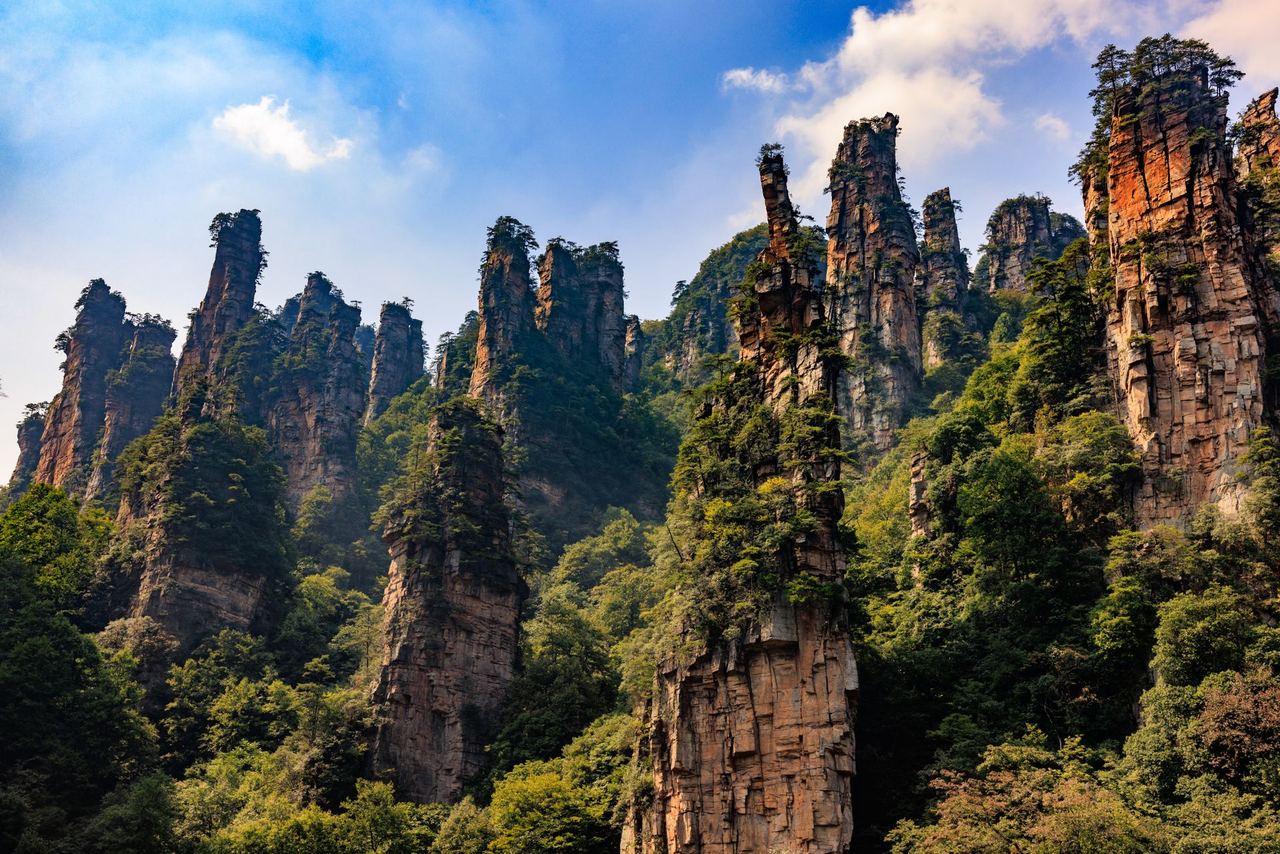 The sandstone pillars of Zhangjiajie National Forest Park