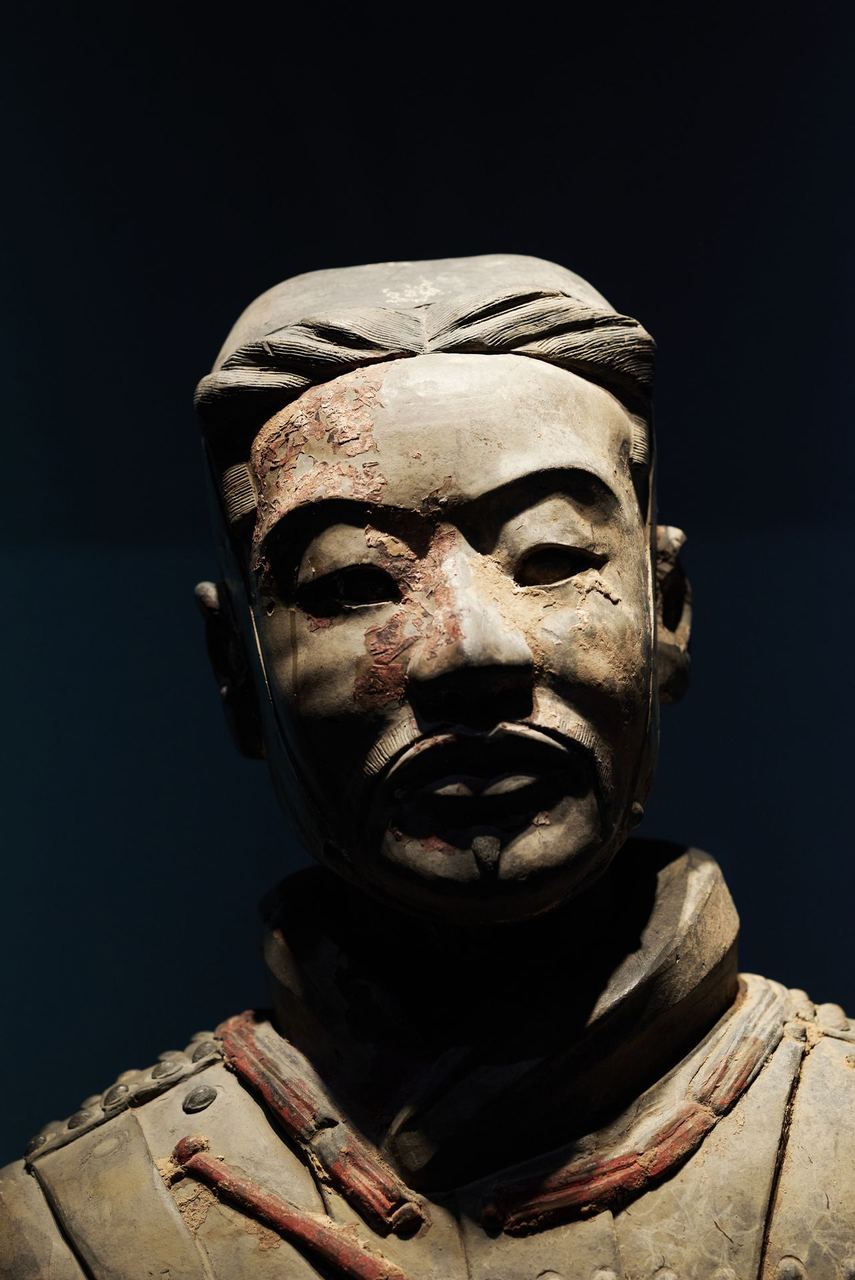 A close-up of individual Terracotta warriors, no two faces alike
